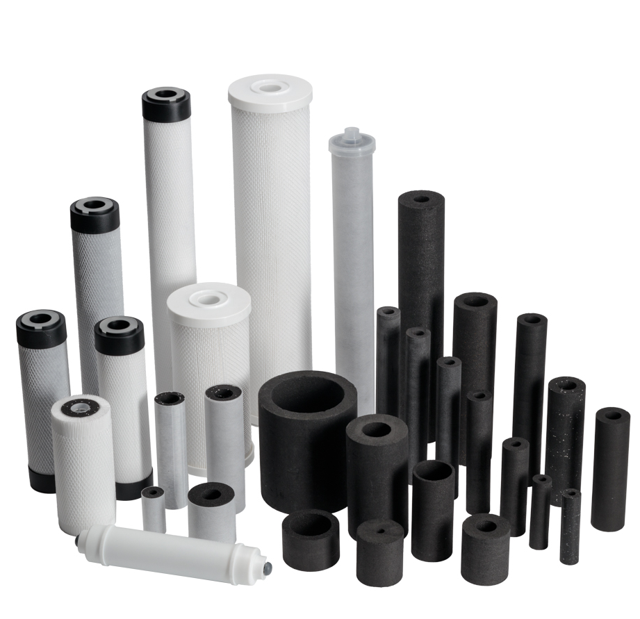 LEANX carbon block filters and wrapped filter cartridges in a range of sizes